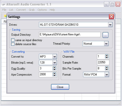 Altarsoft Audio Converter screenshot
